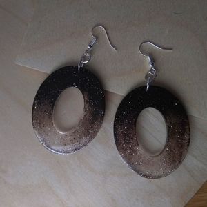 Handmade Acrylic Earrings Dangle Dark Brown